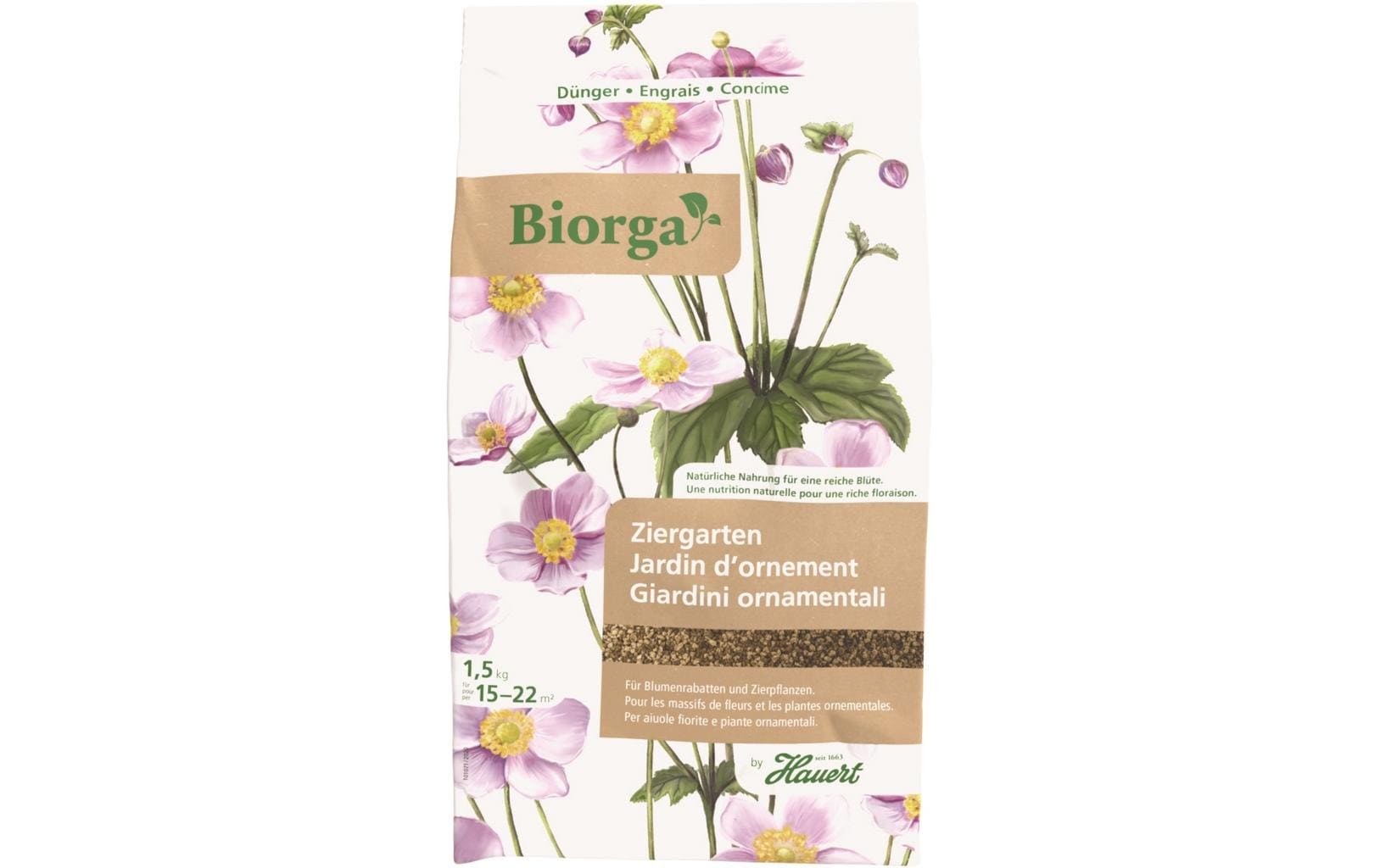 Hauert Mehrnährstoffdünger, Stickstoffdünger, 1,5 kg, Granulat, Bio – für Blumen – 1 Tasche