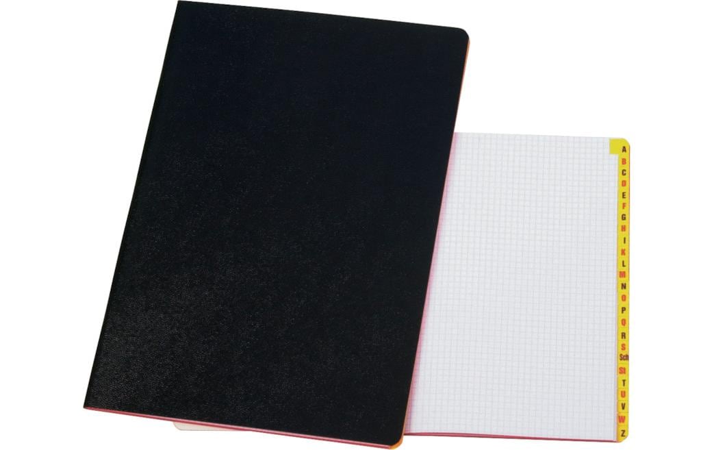 Neutral Wachstuchheft – A5 – 48 Blatt – 80 g/m² – Drahtheftung, Wachstuchbezug, abgerundete Ecken, schwarz