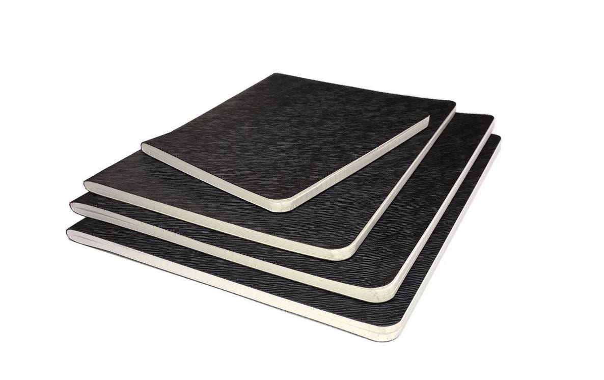 Neutral Wachstuchheft A5, kariert, Wechselcover, Softcover, 48 Seiten – schwarz