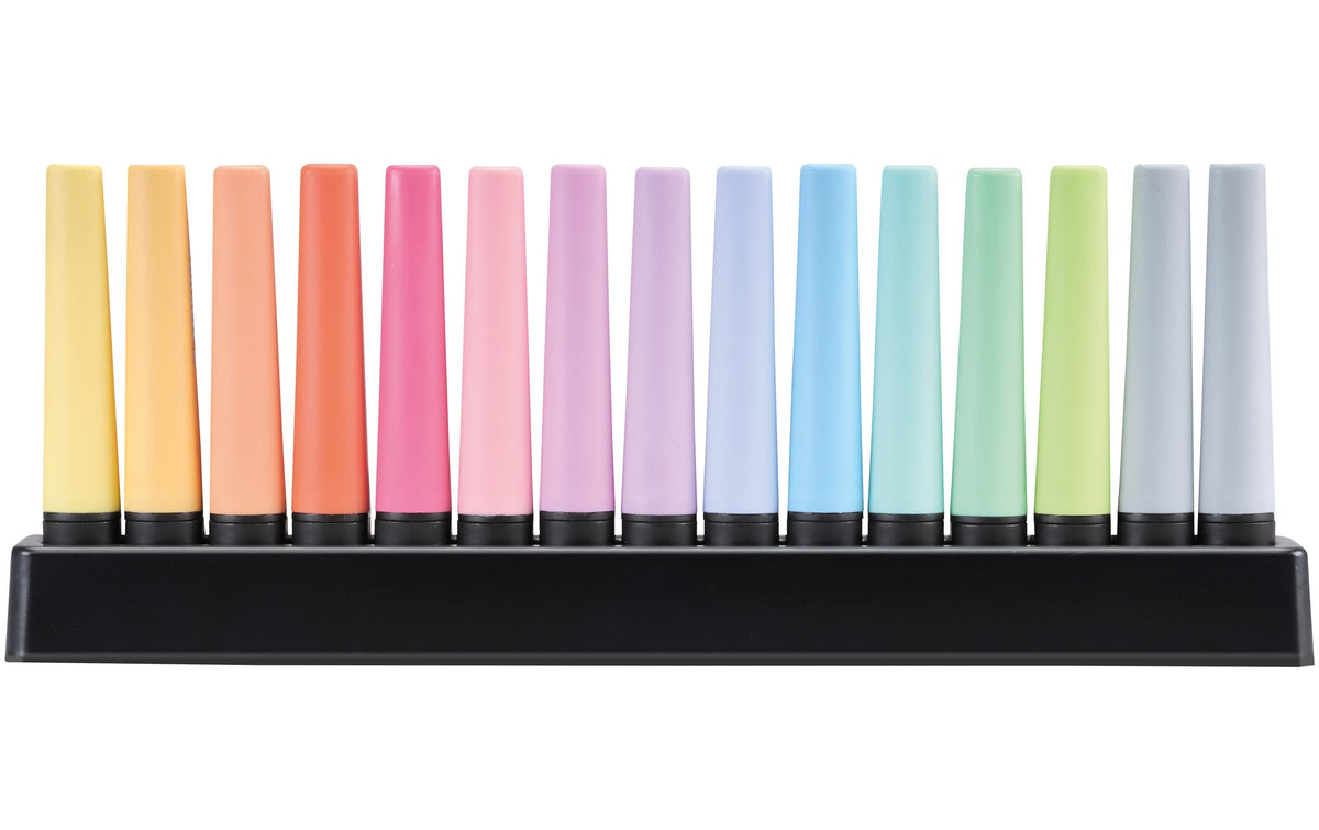 STABILO BOSS Original Textmarker – Desktop Set, 15 Stück, Farben sortiert, Keilspitze 2–5 mm, schnelltrocknend