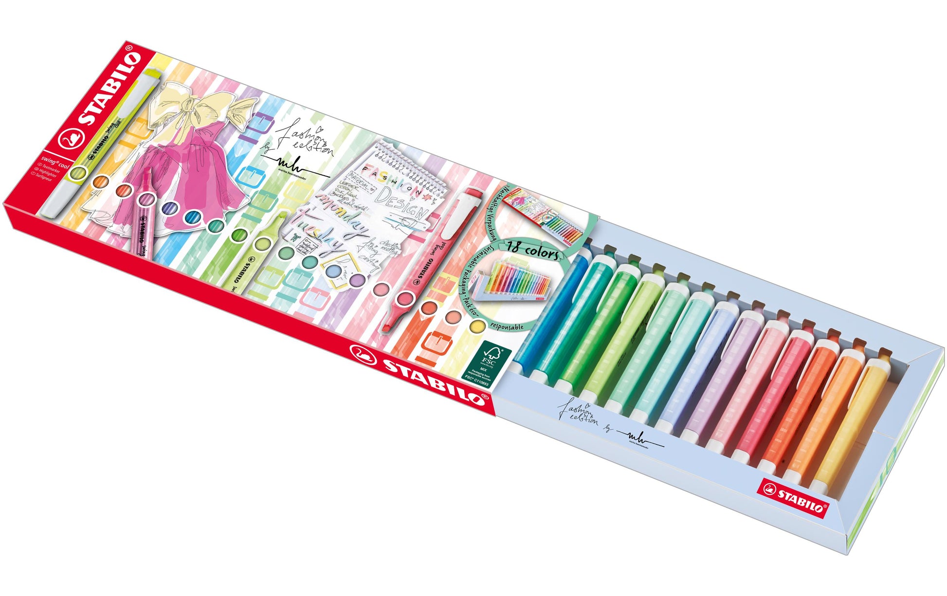 STABILO Textmarker Desktop Set 18 Farben – Keilspitze, 1–4 mm