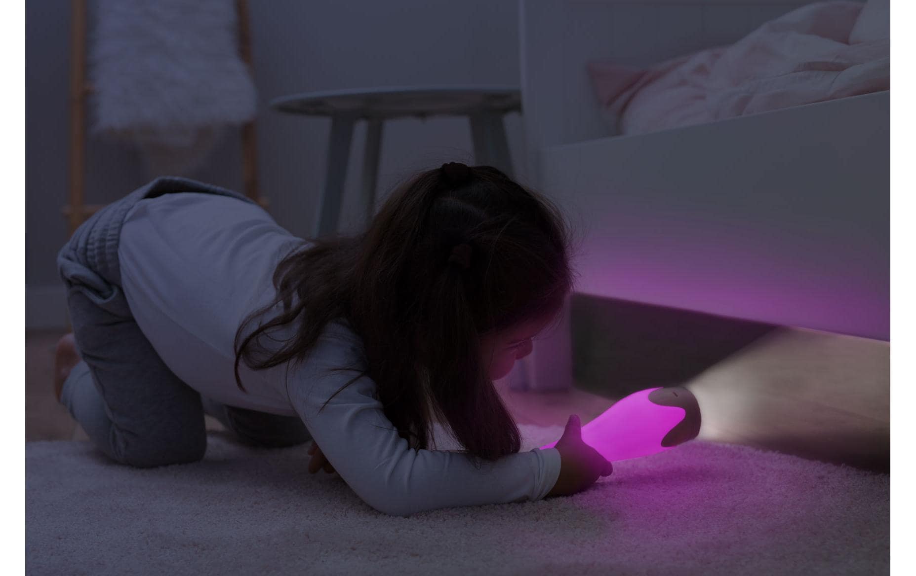ZAZU Nachtlicht Gina – Ø 7 × 19 cm, RGB, Akku/USB, Grau, Abschaltautomatik 30 min
