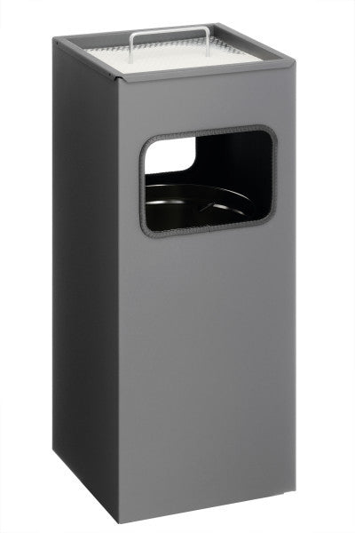 Durable Papierkorb – 17 l – Metall, Anthrazit, mit Ascher – B × H × T 250 × 620 × 250 mm