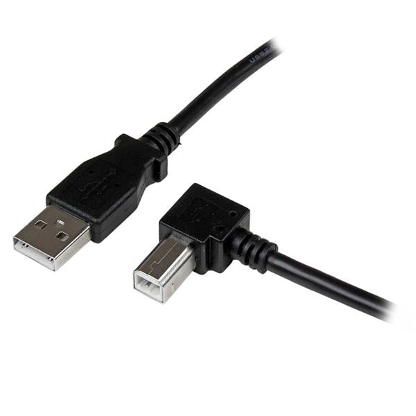StarTech.com USB-A auf USB-B Kabel – USB 2.0 (480 Mbit/s) – 3 m – Abgewinkelt – Schwarz