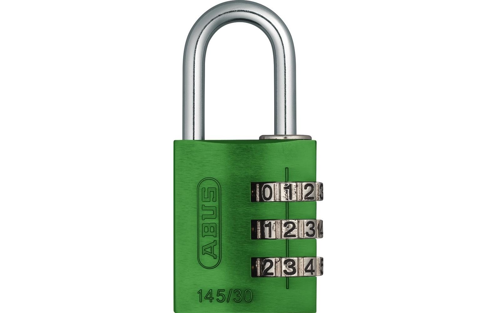 ABUS 145/30 Kombinationsschloss – Aluminium, Bügel 25×14 mm, Aussen, Grün