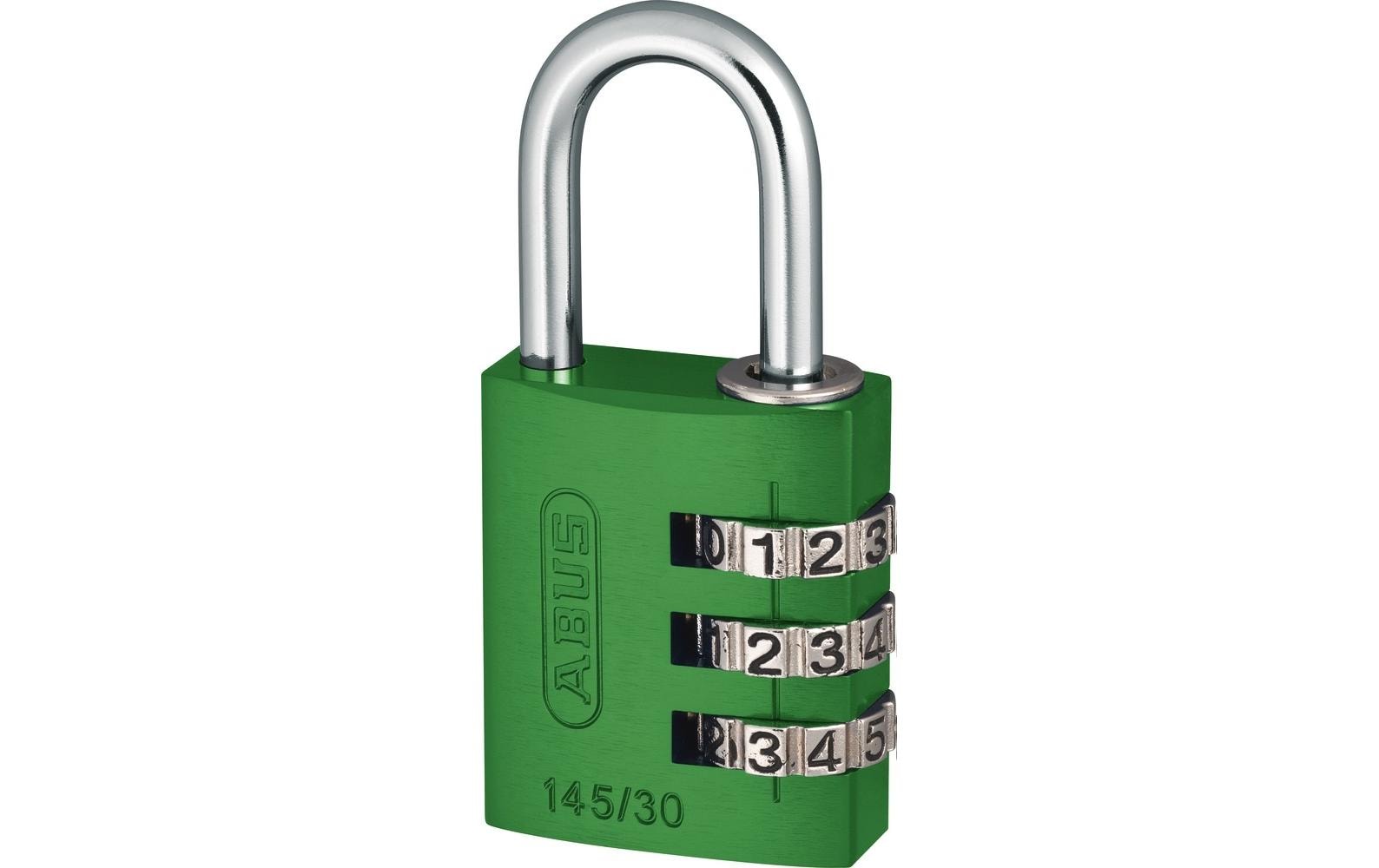 ABUS 145/30 Kombinationsschloss – Aluminium, Bügel 25×14 mm, Aussen, Grün