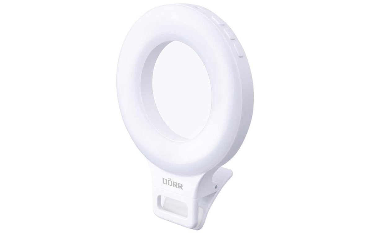 Dörr Ringlicht SLR-9 – 95 × 55 mm – dimmbar, 3 Stufen, Smartphone-Halter, Kunststoff, schwarz