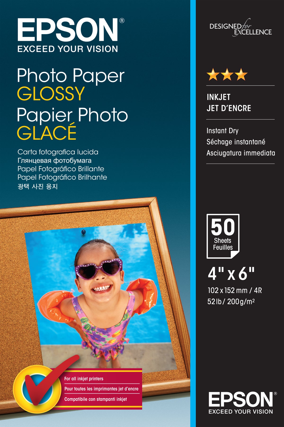 Epson Fotopapier – glänzend, 100 × 150 mm, 200 g/m², 50 Blatt