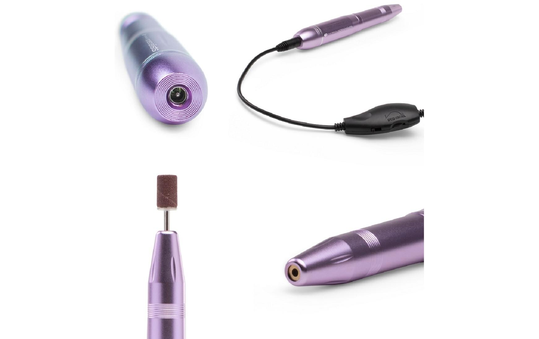 Rio Elektrischer Nagelpolierer – USB-betrieben, 20000 U/min – 11 Aufsätze – Violett – Aluminium