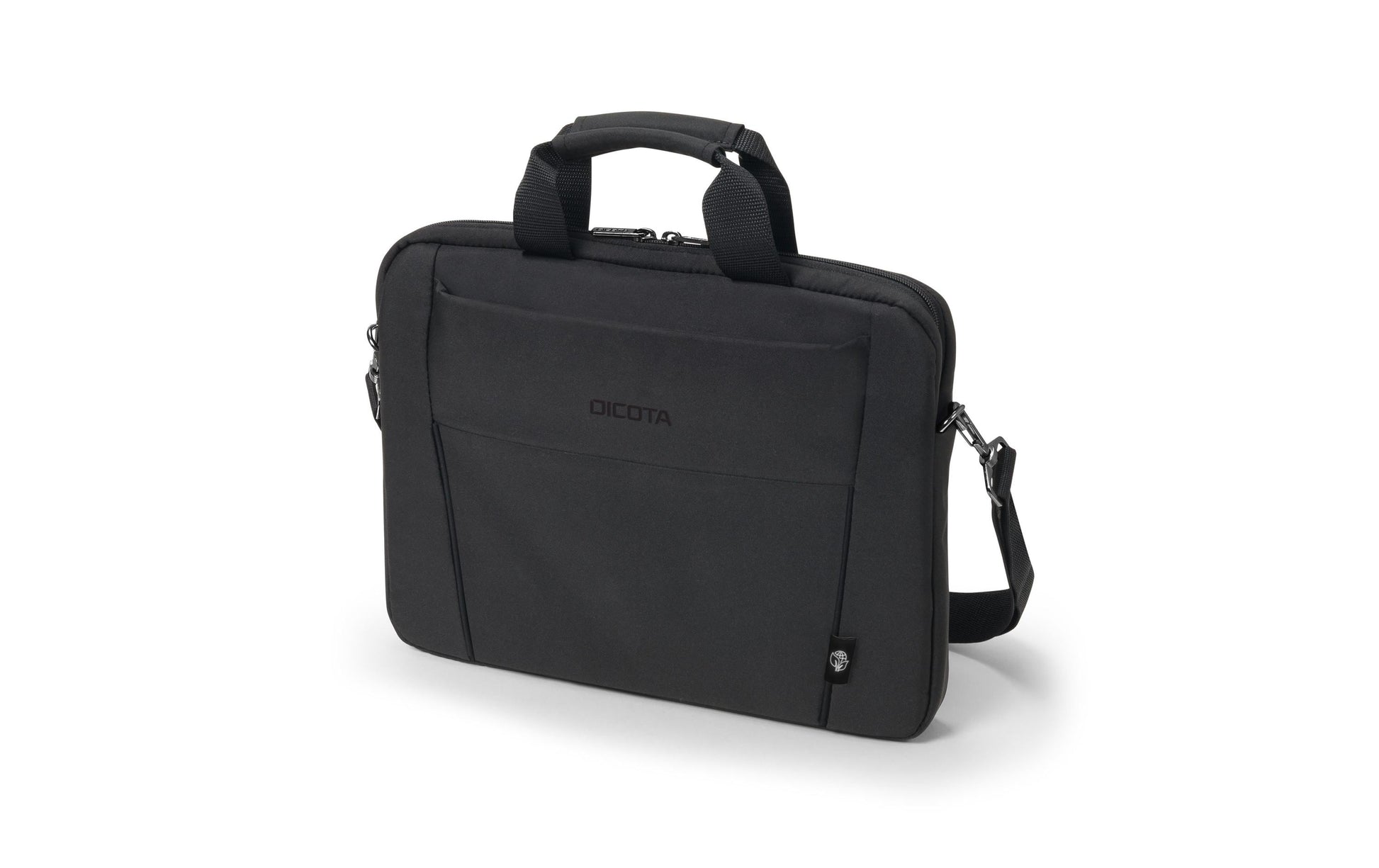 DICOTA Notebook-Tasche bis 14,1" – abnehmbarer Schultergurt, aus recyceltem PET – Schwarz