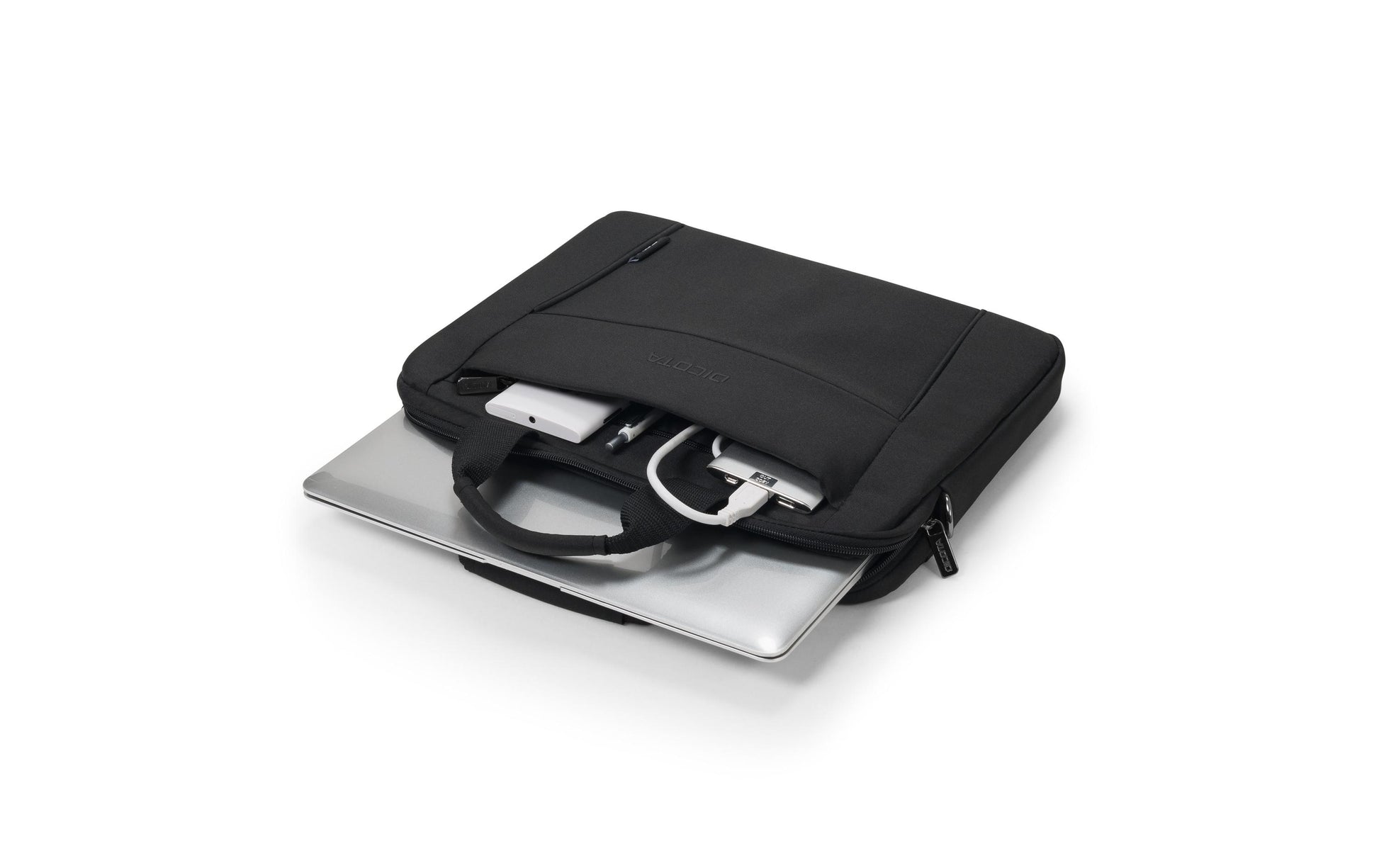 DICOTA Notebook-Tasche bis 14,1" – abnehmbarer Schultergurt, aus recyceltem PET – Schwarz