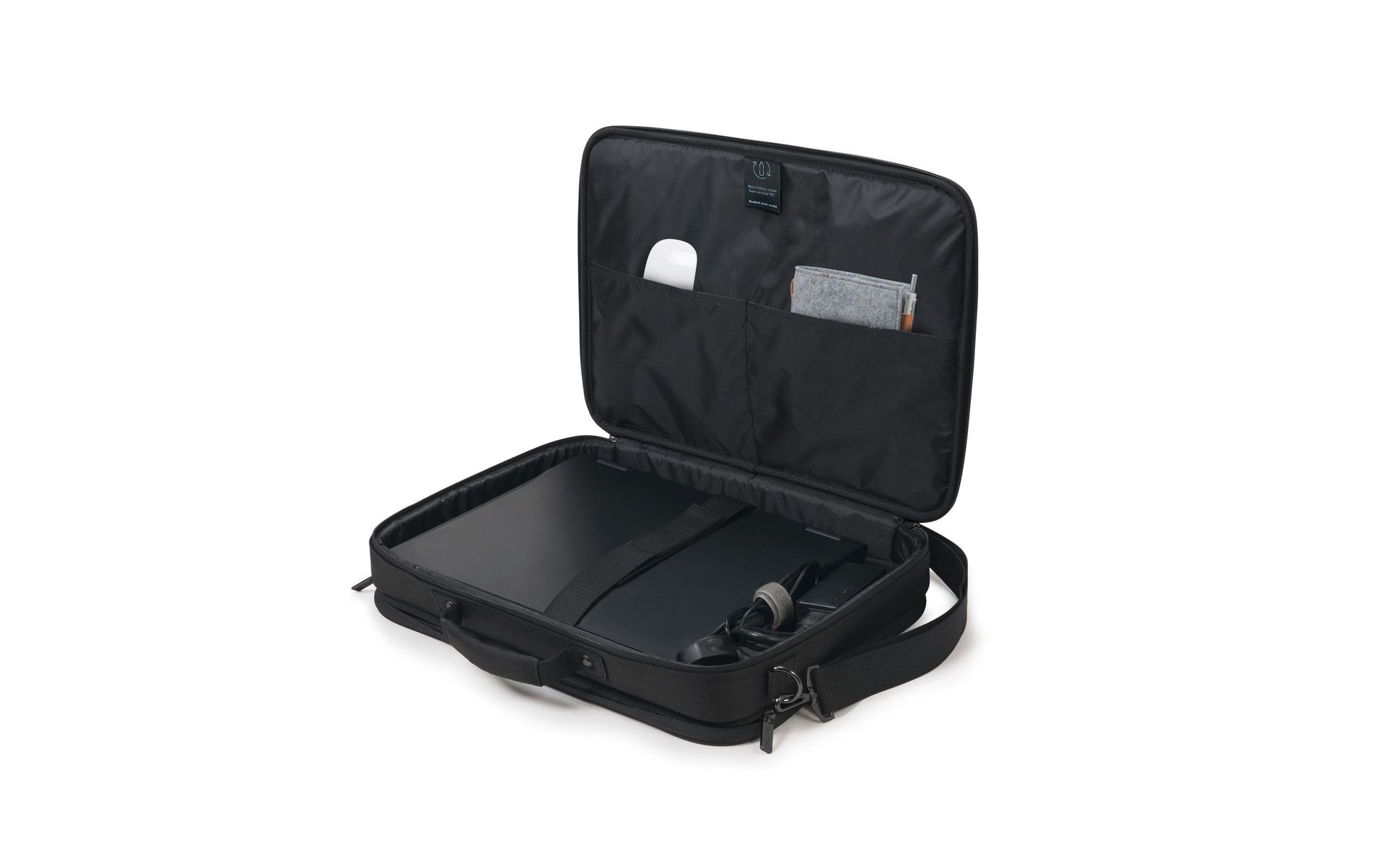 DICOTA Notebook-Tasche bis 17,3" – Trolley-Band, abnehmbarer Schultergurt – Schwarz