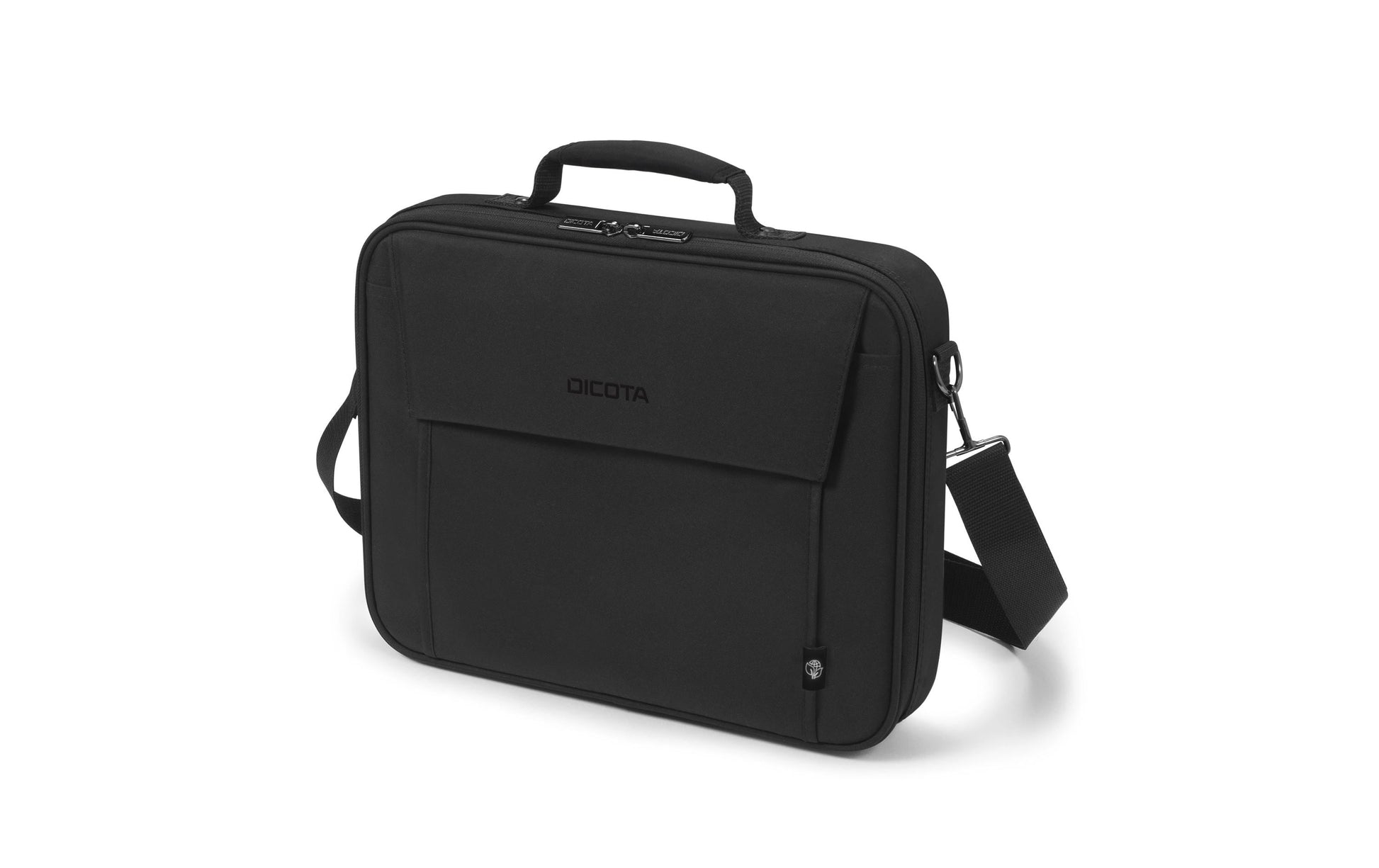 DICOTA Eco Multi BASE Notebook-Tasche bis 14,1" – Trolley-Band, abnehmbarer Schultergurt – Schwarz