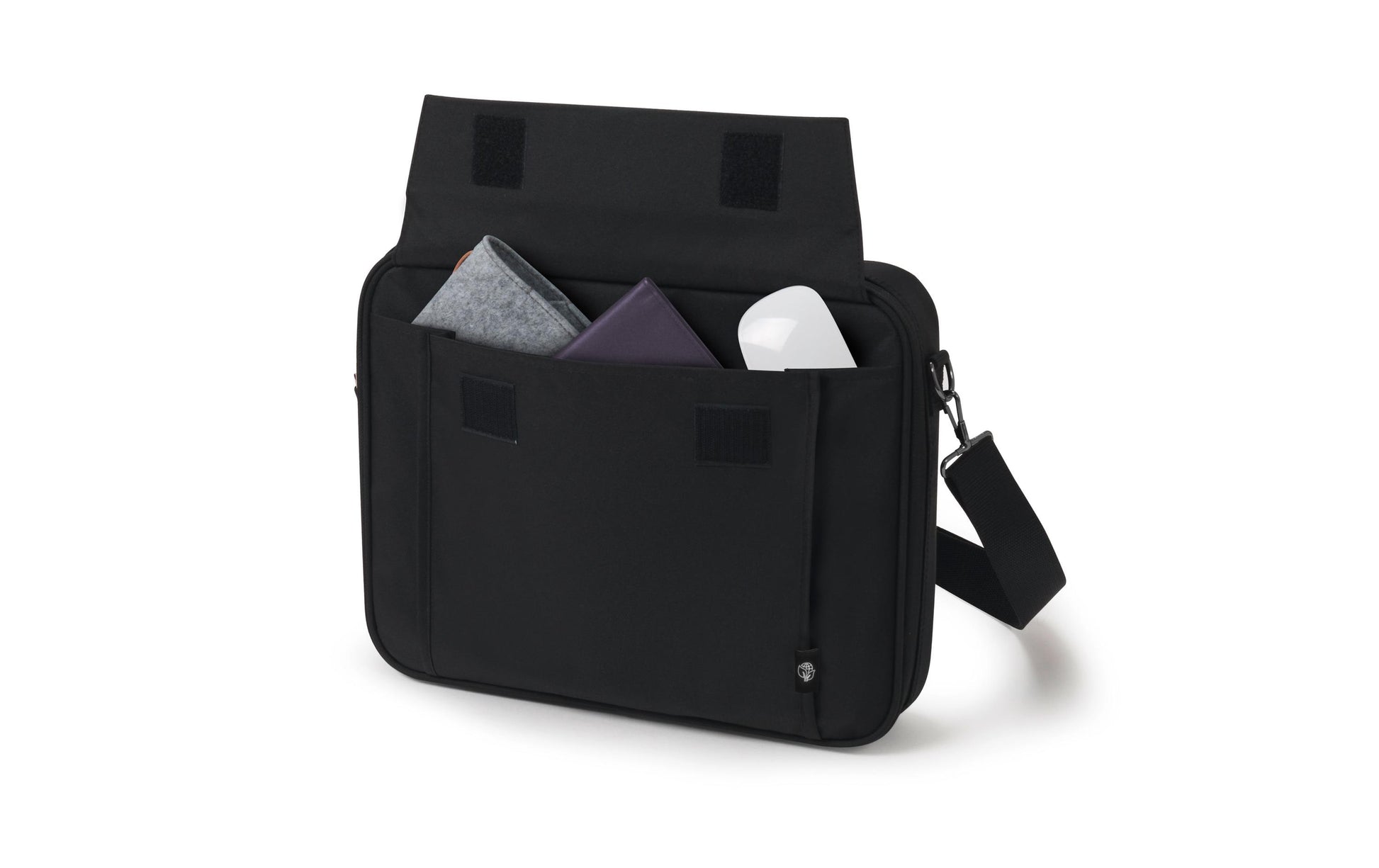 DICOTA Eco Multi BASE Notebook-Tasche bis 14,1" – Trolley-Band, abnehmbarer Schultergurt – Schwarz