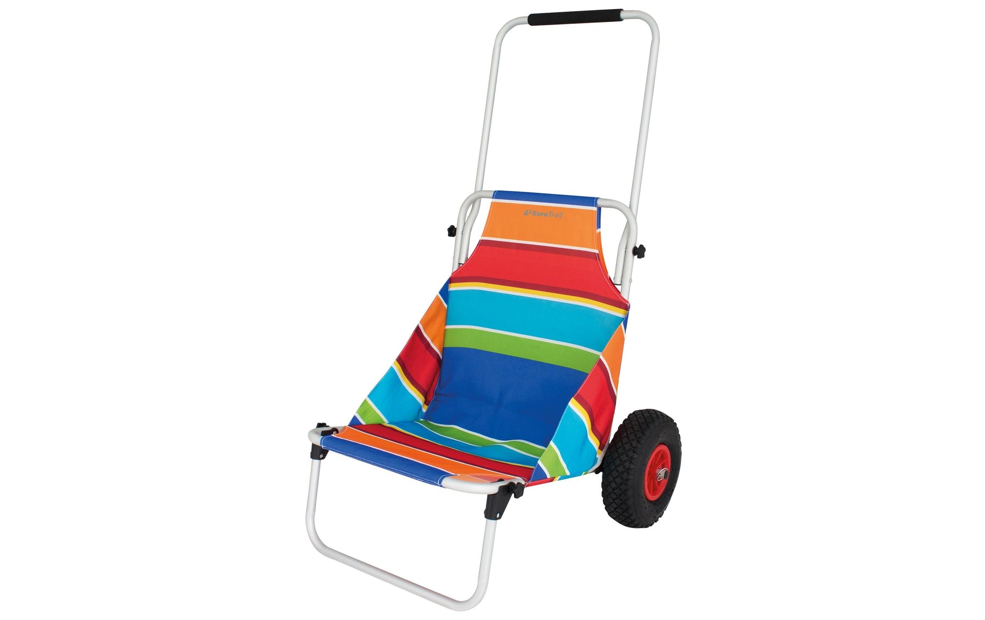 Eurotrail Strandwagen Stripes – faltbar, Aluminiumrahmen – bis 80 kg, 680 × 1120 × 720 mm – mehrfarbig