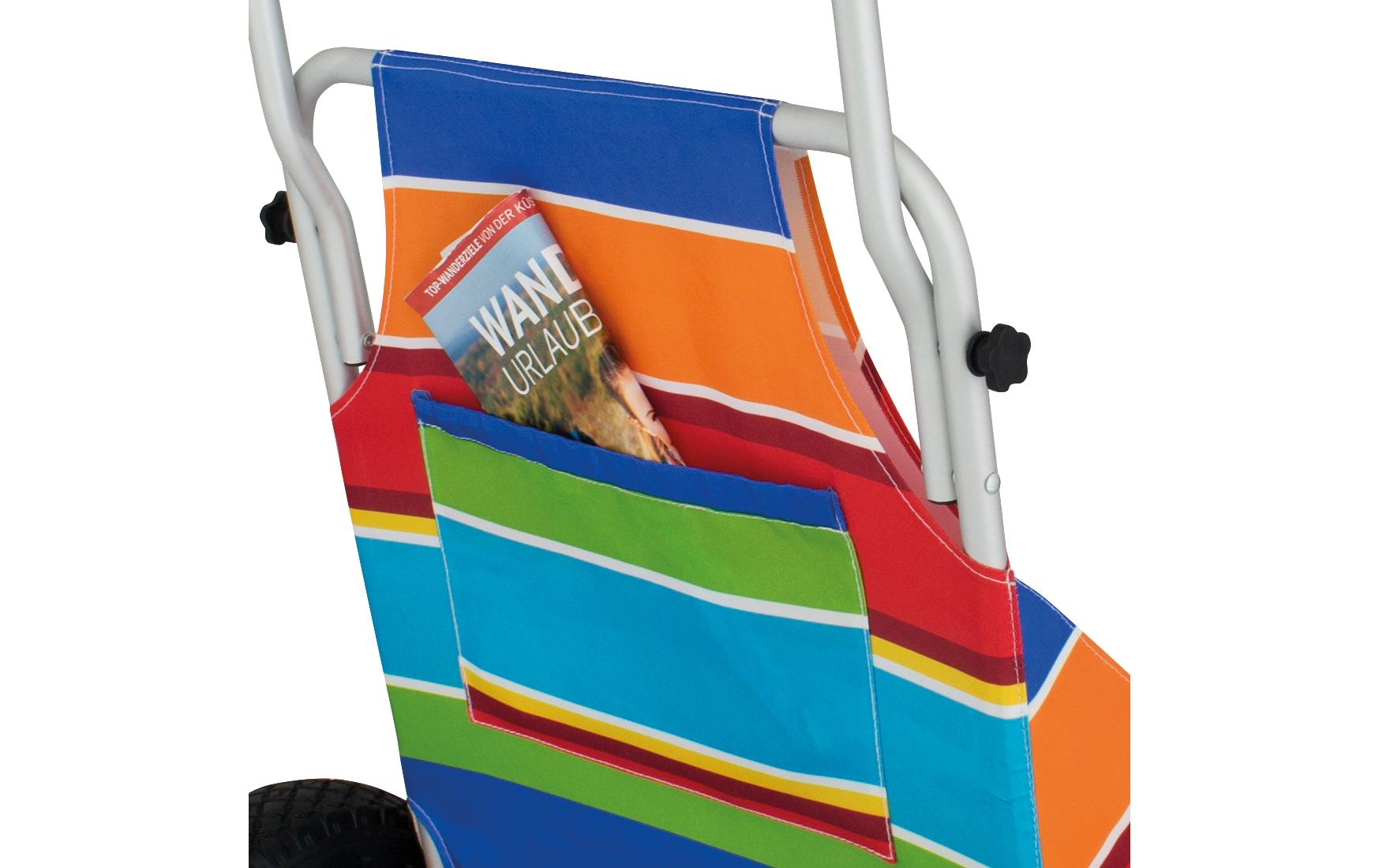 Eurotrail Strandwagen Stripes – faltbar, Aluminiumrahmen – bis 80 kg, 680 × 1120 × 720 mm – mehrfarbig