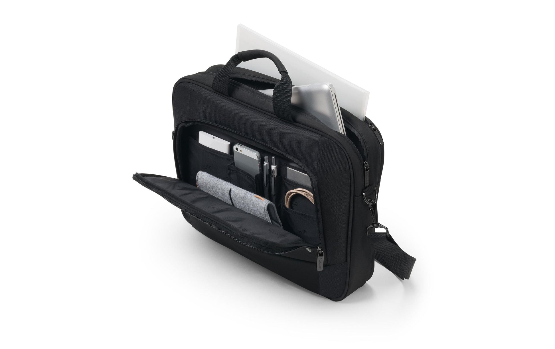 DICOTA Eco Top Traveller BASE Notebook-Tasche 15,6" – Abnehmbarer Schultergurt – Schwarz