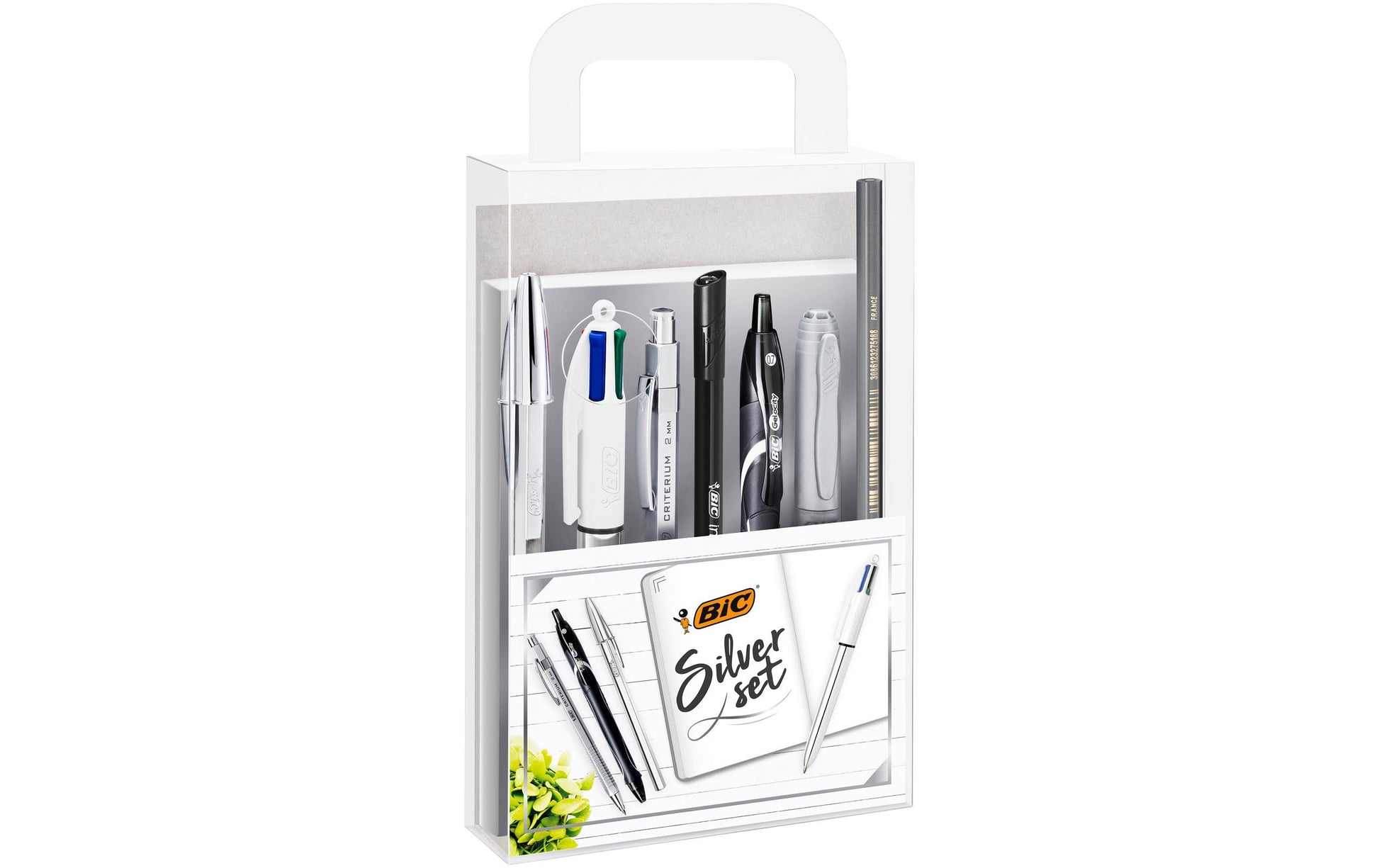 BIC Geschenkset – 110 × 220 mm – Notizbuch & Schreibgeräte – schwarz/grau/silber/weiss