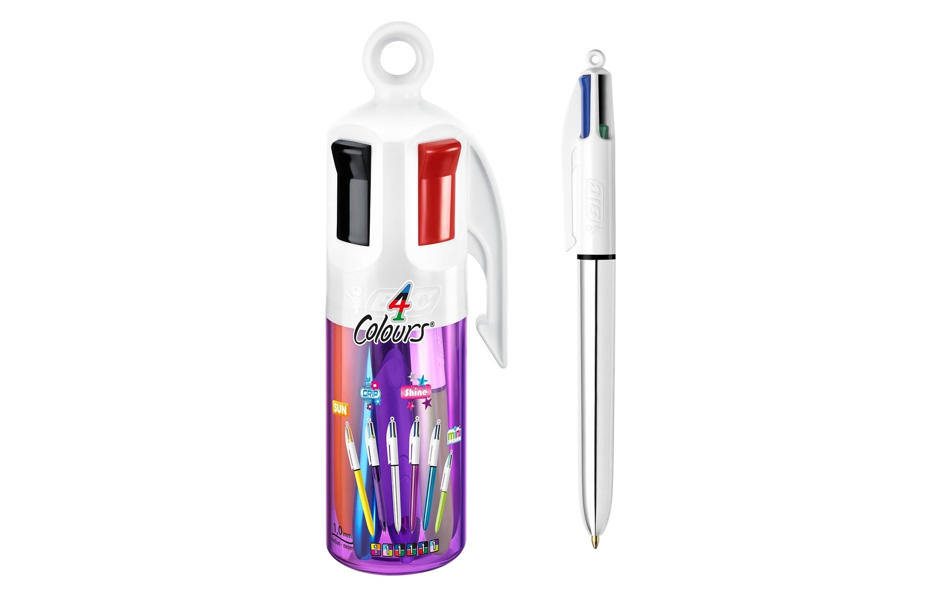 BIC 4 Farben Multifunktionskugelschreiber – 4 Farben, Druck, Metall, nachfüllbar, 6er Pack