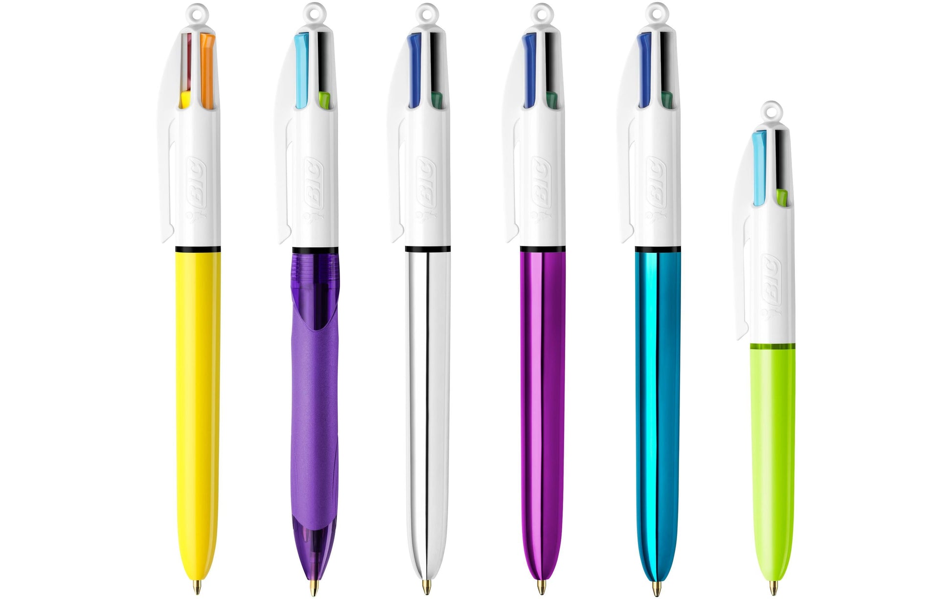 BIC 4 Farben Multifunktionskugelschreiber – 4 Farben, Druck, Metall, nachfüllbar, 6er Pack