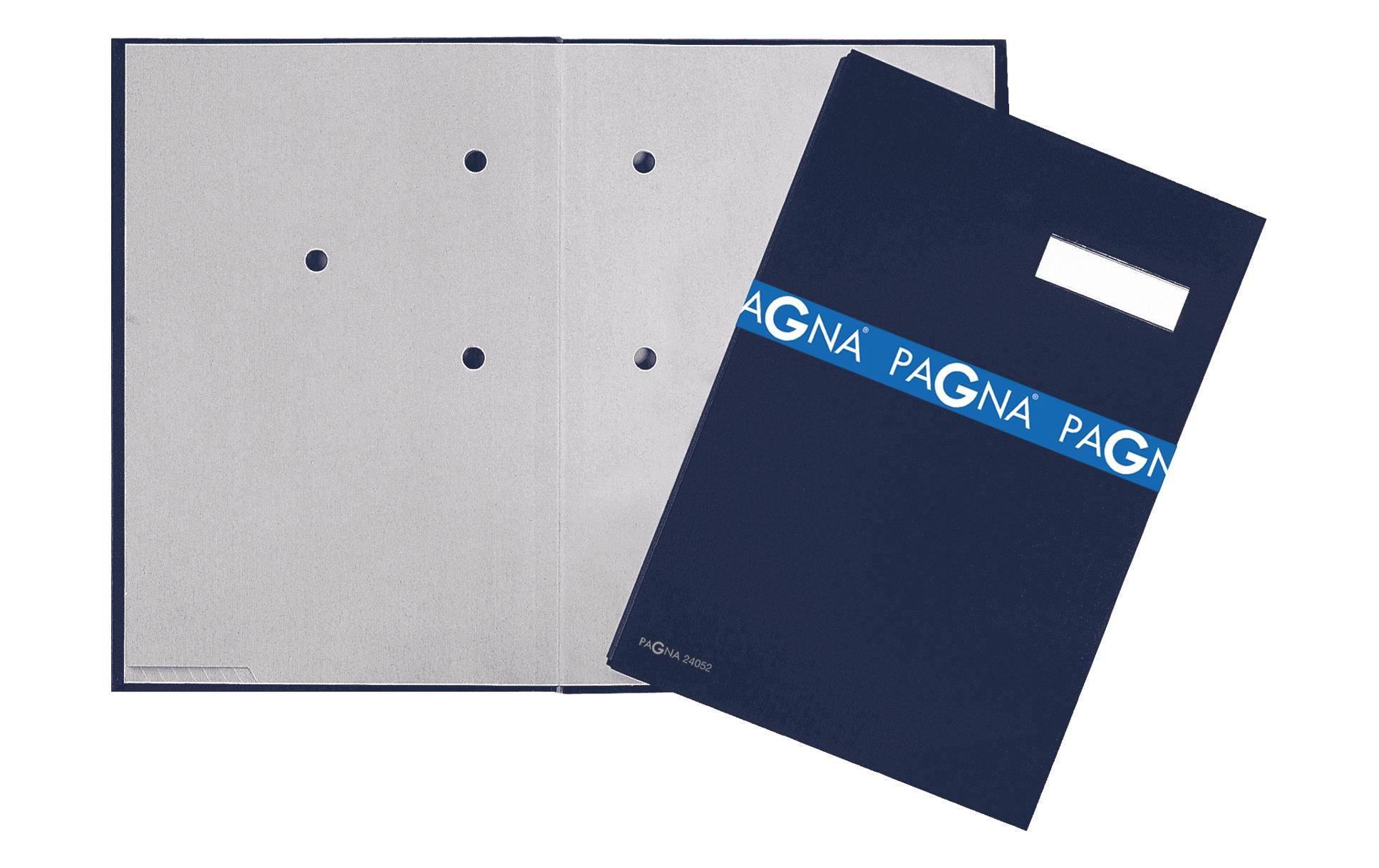 Pagna Unterschriftenmappe A4 – 5 Fächer, Karton, Blau, Leineneinband, Füllhöhe 10 mm