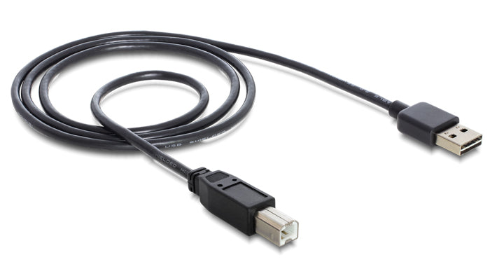 DeLOCK USB-A auf USB-B Kabel – USB 2.0 (480 Mbit/s) – 2 m – Beidseitig einsteckbar – Schwarz