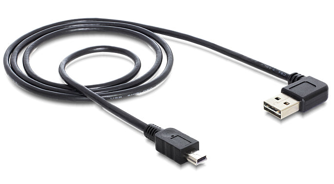 DeLOCK USB-A auf Mini-USB-B Kabel – USB 2.0 (480 Mbit/s) – 3 m – 90° abgewinkelt – Schwarz