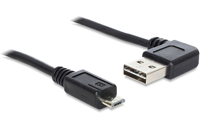 DeLOCK USB-Kabel – USB-A auf Micro-USB-B – USB 2.0 (480 Mbit/s) – 1 m – Abgewinkelt, beidseitig einsteckbar