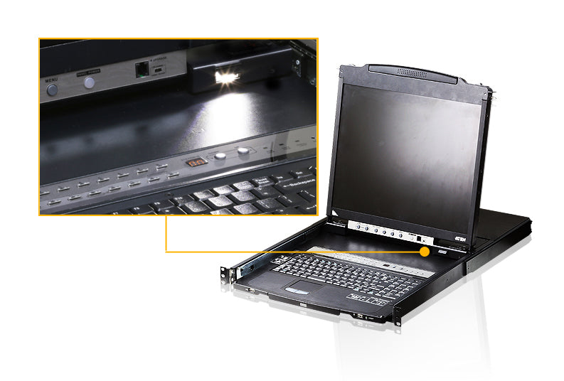 ATEN CL5816N – Rack-LCD-Konsole 19" – 16-Port VGA KVM, 1280 × 1024/75 Hz, ES-Layout – 1U