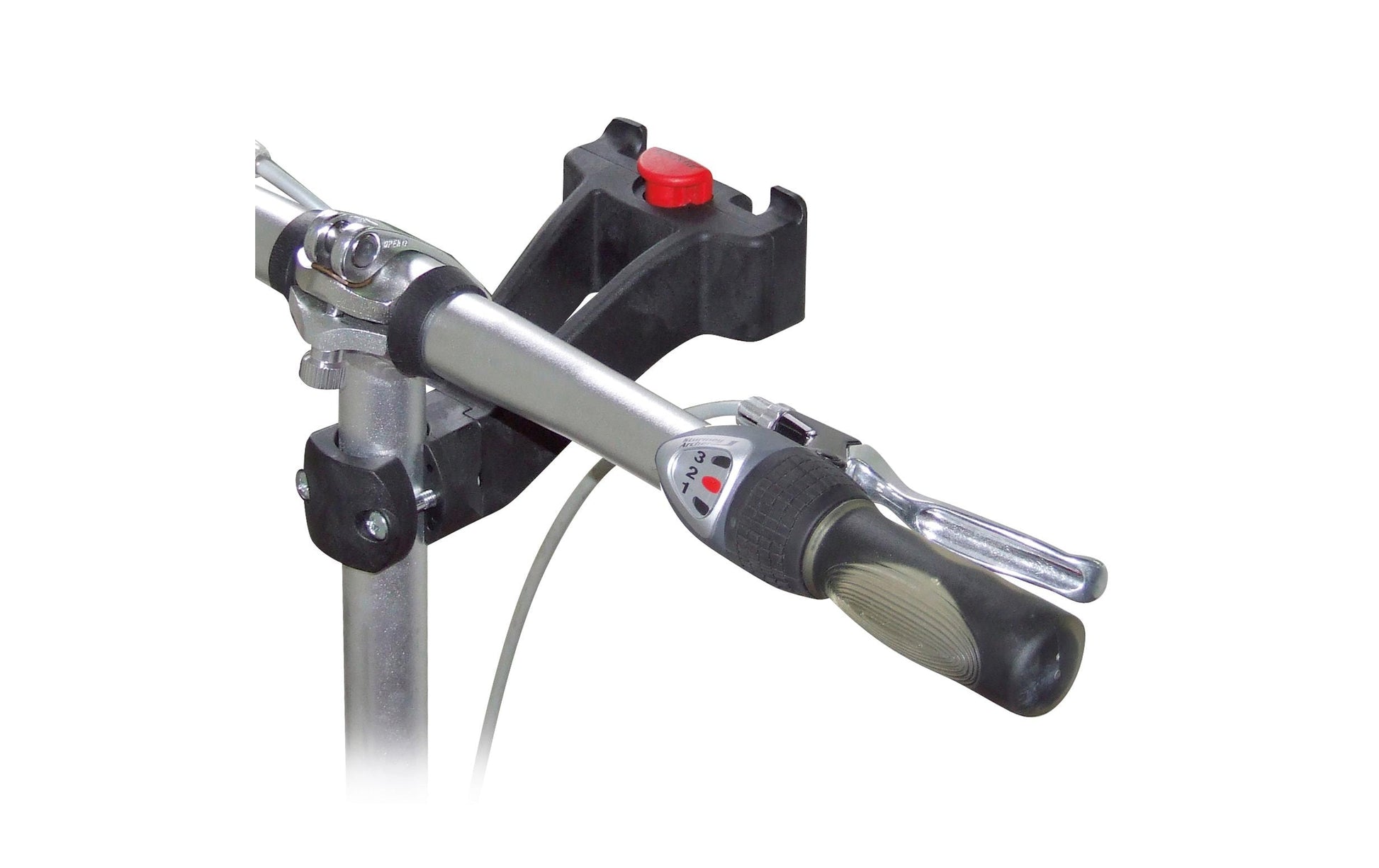 KLICKfix Lenkeradapter Vorbau – 210 g, Kunststoff – für Vorbauten 22,2–25,4 mm – bis 5 kg – schwarz, rot