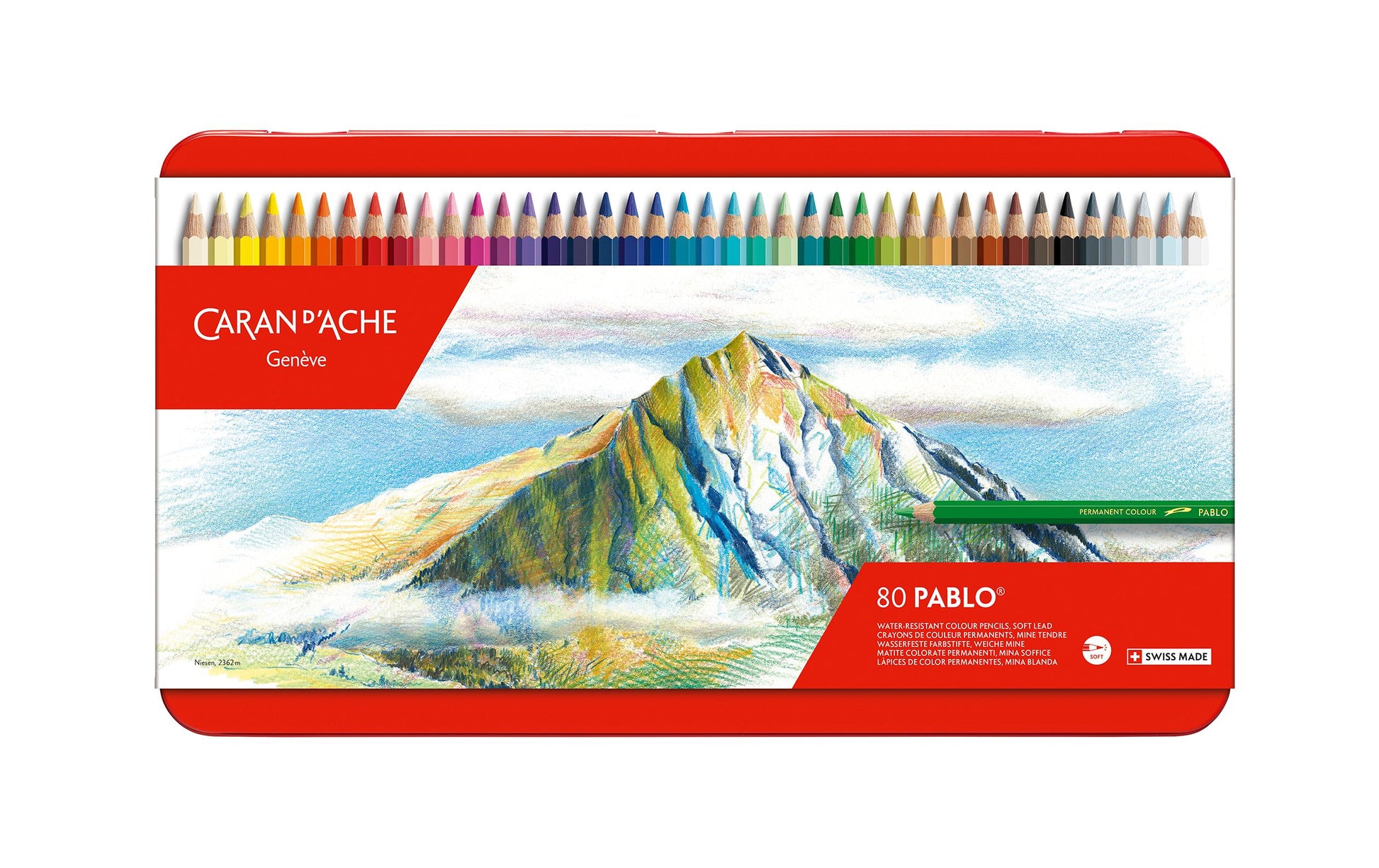 Caran d-Ache Caran d'Ache Buntstifte – 80 Farben, im Metalletui, Ø 3,8 mm, FSC