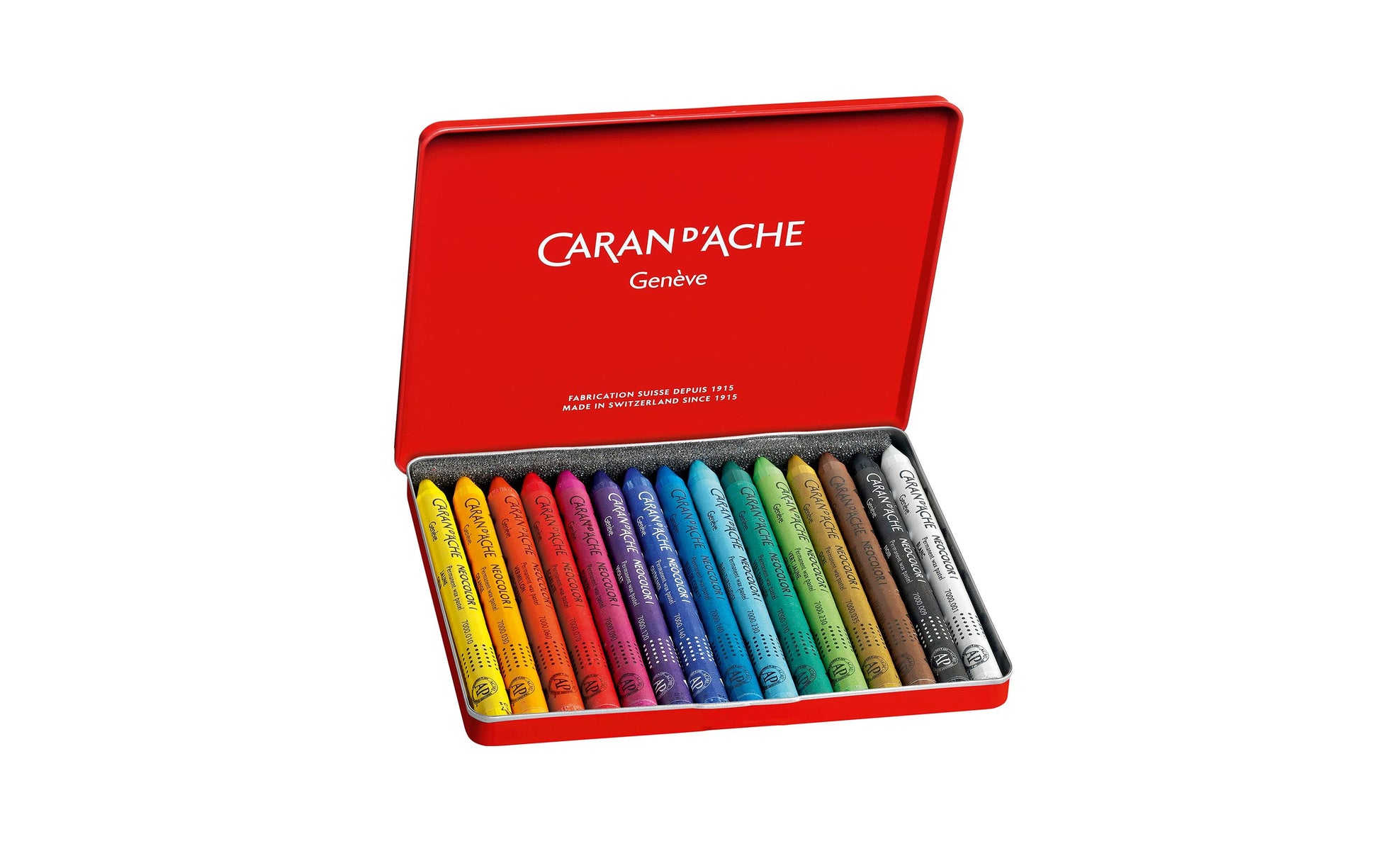 Caran d-Ache Caran d'Ache Neocolor I Farbstifte-Set – 15 Farben, Mine Ø 8,6 mm, Metallschachtel