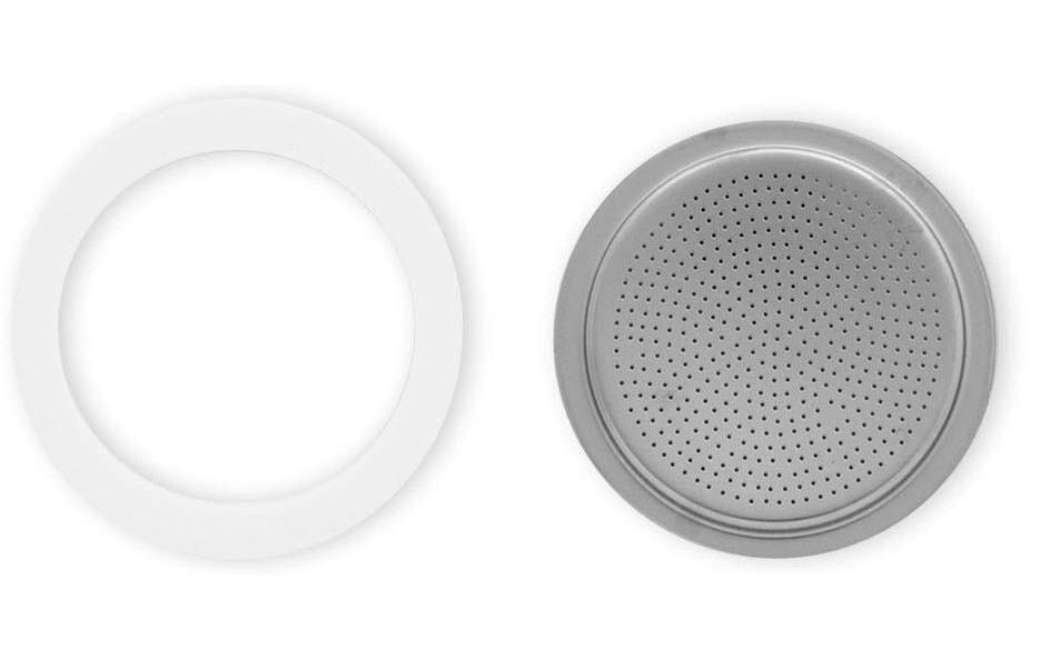 Bialetti Dichtungsring & Filterplatte – Ø 5,6 cm – für Moka Express, Silikon/Aluminium