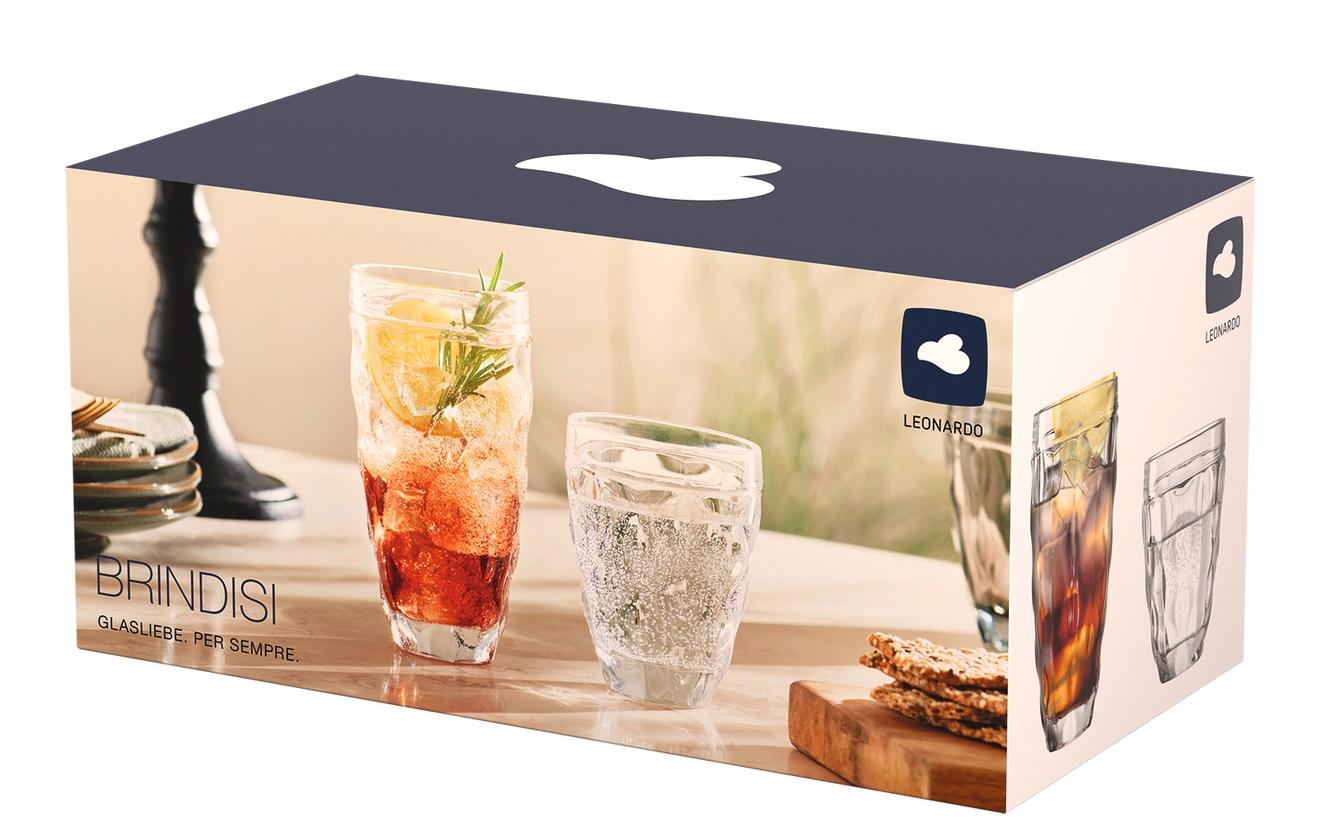 LEONARDO Brindisi Trinkglas – 0,37 l, Kalk-Natron-Glas, Transparent, 8 Stück