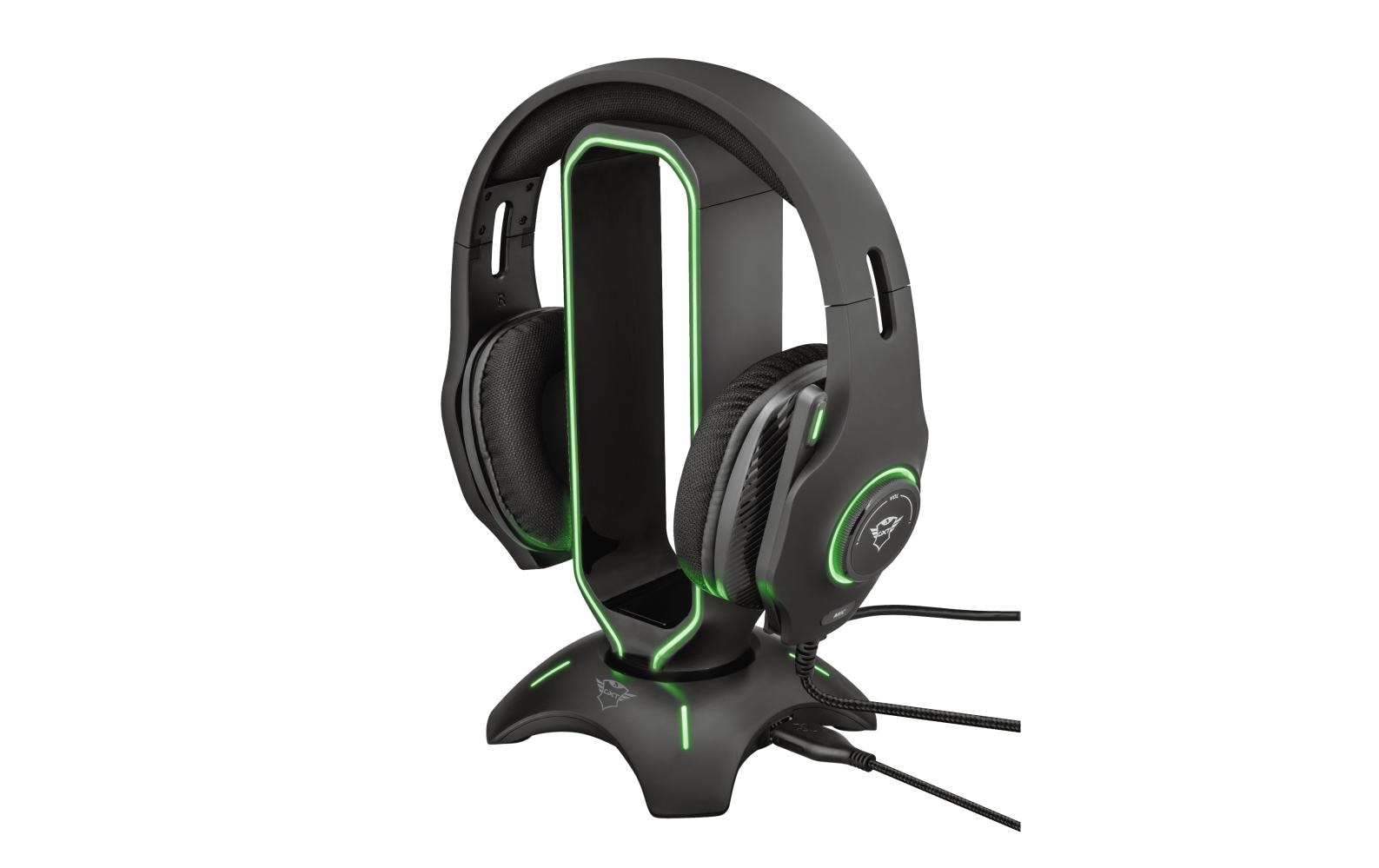 Trust GXT 265 Cintar – Headset-Ständer – für alle Marken – RGB-Beleuchtung, 2× USB-A – schwarz