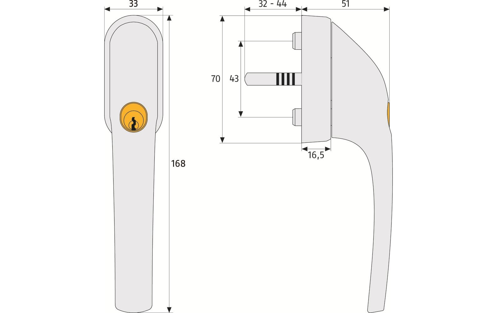 ABUS FG300 S CL/DFNLI Fenstergriff – Aluminium, Sicherheitsstufe 5, Silber