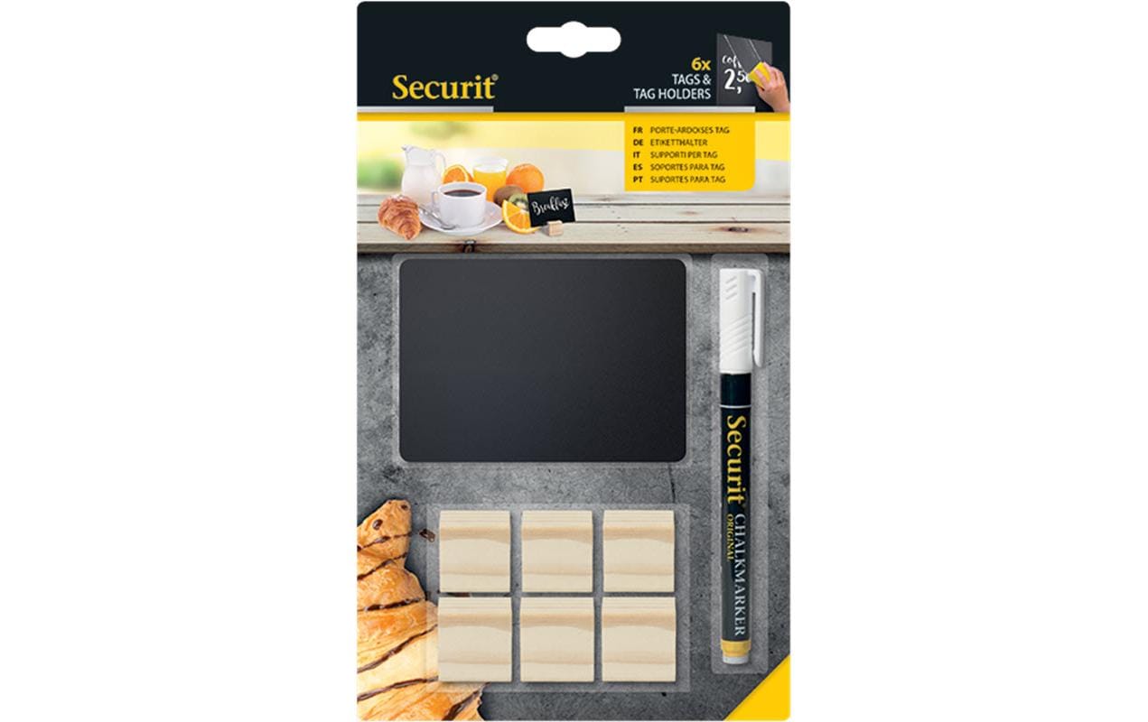 Securit Minikreidetafel/Schilder – DIN A7 (74 × 105 mm) hoch – Kunststoff, Holz – für Kreide & Kreidemarker