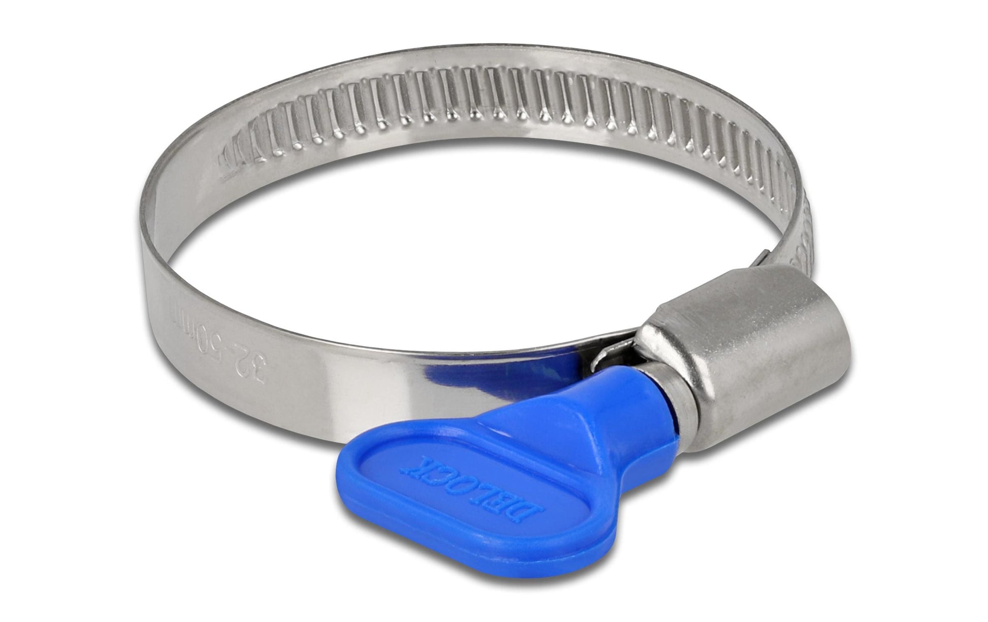 DeLOCK Schlauchschellen – Ø 32–50 mm, Breite 9 mm, Kunststoff/Edelstahl, Blau, 10 Stk.