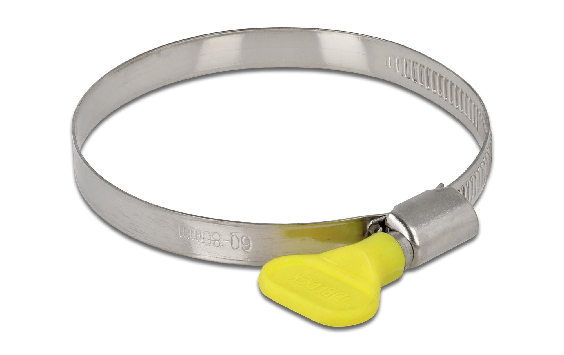 DeLOCK Schlauchschellen – Ø 60–80 mm, Breite 9 mm, Kunststoff/Edelstahl, Gelb, 10 Stk.