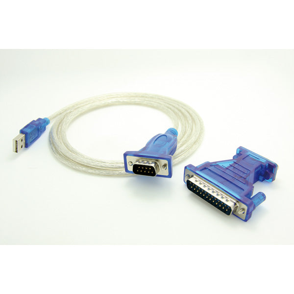 VALUE USB-Seriell Konverter USB-A zu DB-9/DB-25 – USB 2.0, 1,8 m, Treiber-CD, türkis
