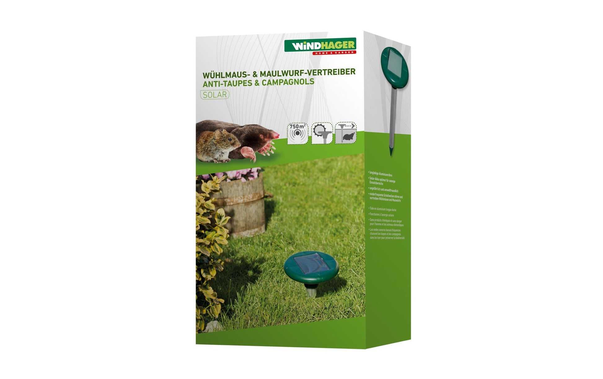 Windhager Tiervertreiber – 5,6 × 39,5 cm – grün – für Mäuse, Maulwurf