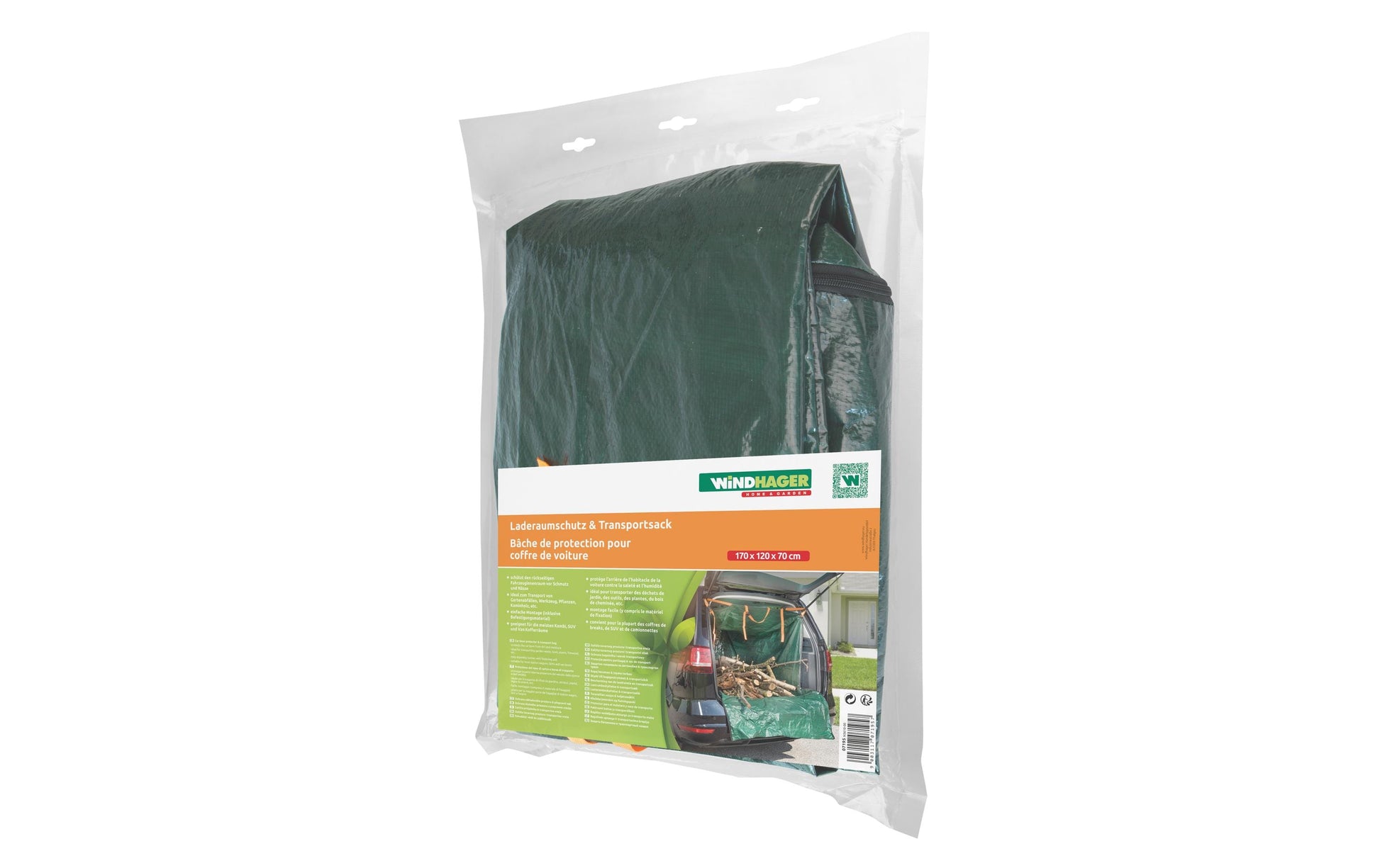 Windhager Mehrzweckbeutel – für PKW, 1428 l, HDPE, grün, 1700 × 1200 × 700 mm, 1 Stk