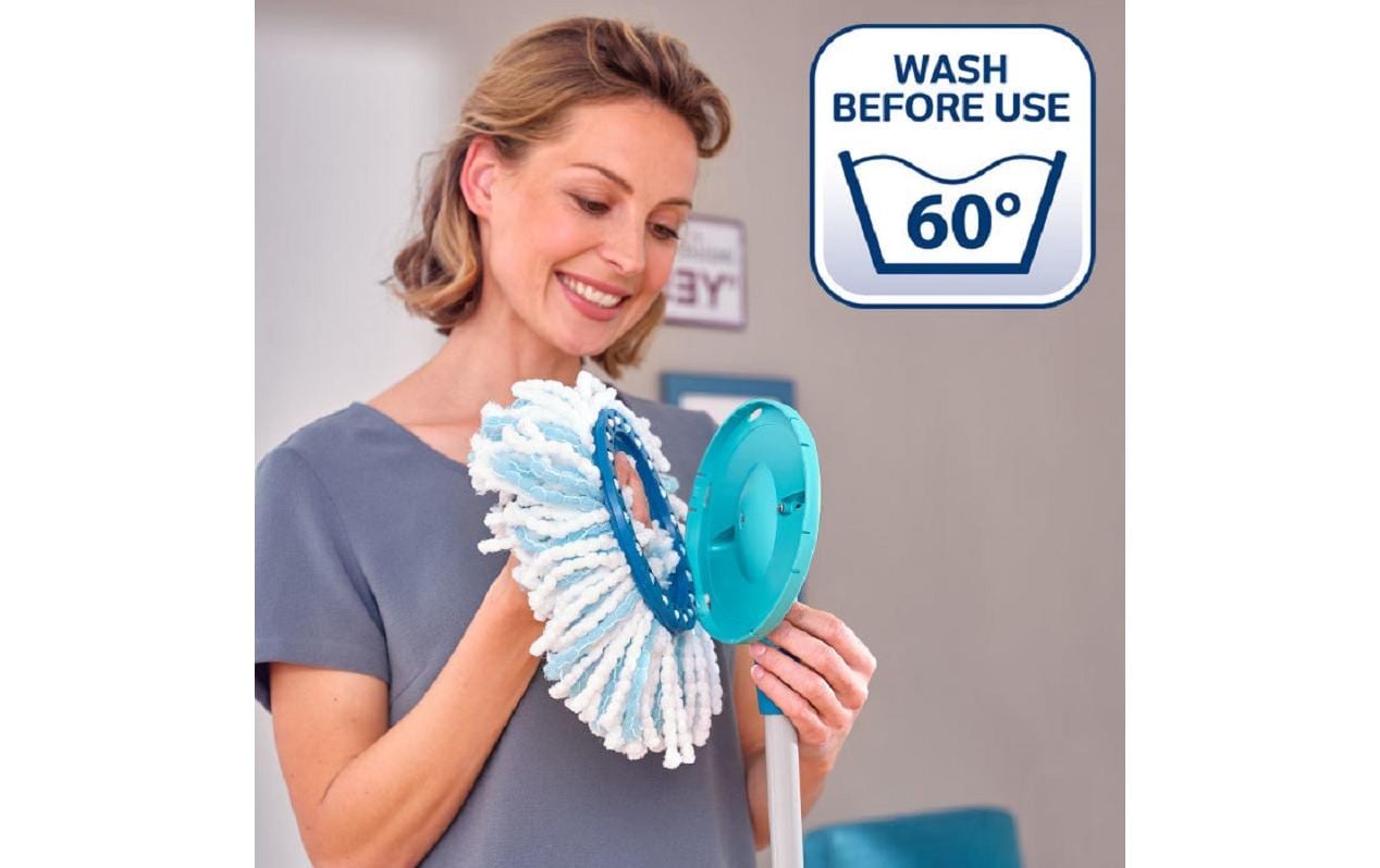 Leifheit Wischbezug CLEAN TWIST Disc Mop – 1 Stk. – Mikrofaser – weiss/türkis