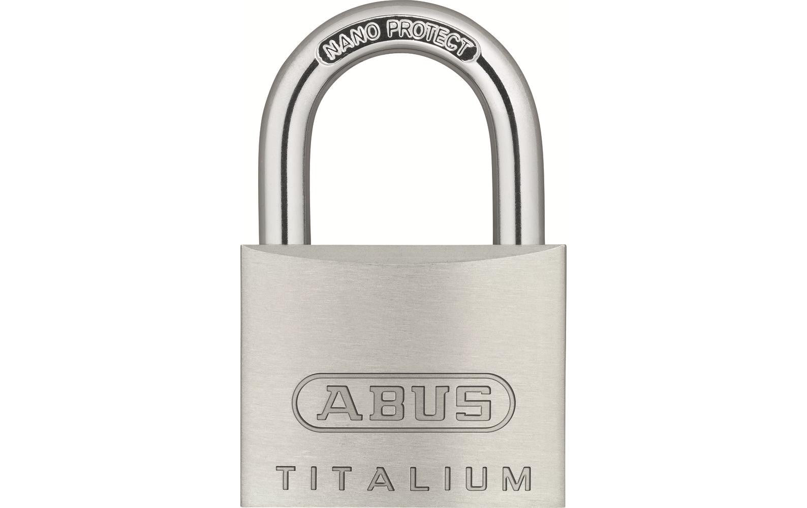 ABUS 64TI/40 Triples B/DFNLI Vorhangschloss – Aussen, Aluminium, Stufe 5, Bügel 23×22 mm, Ø 6,5 mm, Silber