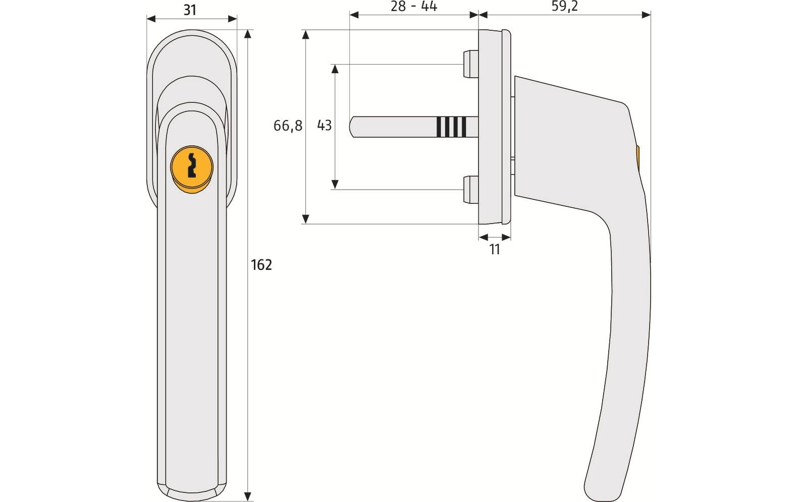 ABUS FG210 W Fenster-Verriegelungsgriff – Sicherheitsstufe 3, 3 Stk., Weiss