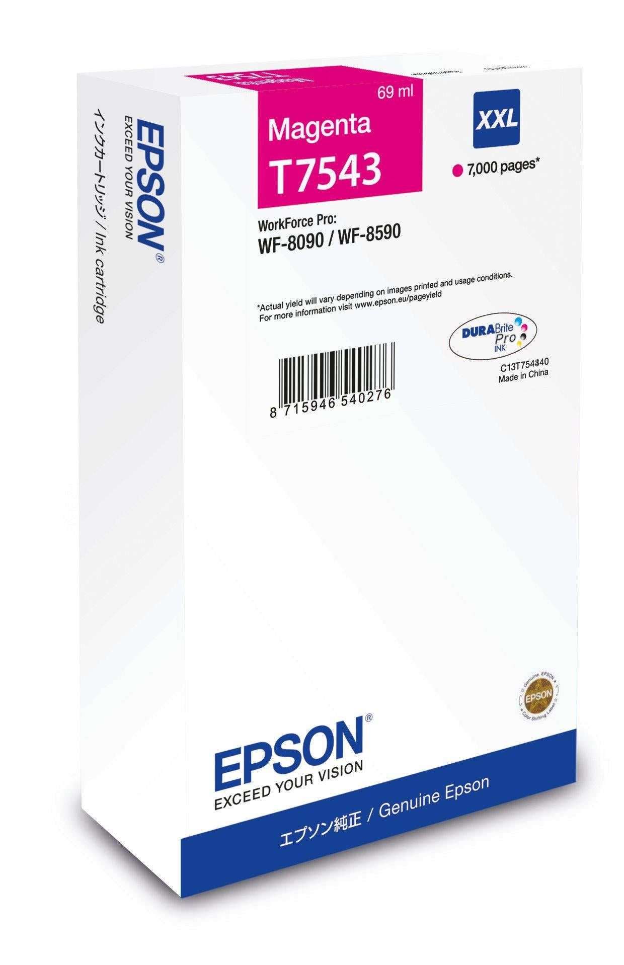 Epson Tintenpatrone T75434N, Magenta, XXL, 7'000 Seiten, Original – für WorkForce WF-8090/8590