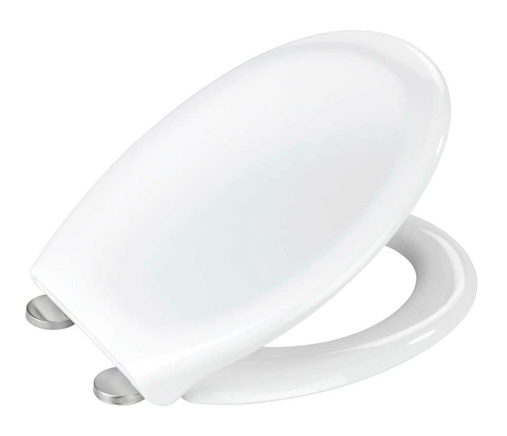 WENKO Toilettensitz – Thermoplast, Weiss, Soft-Close, Verlängert, 37,5 × 45 cm