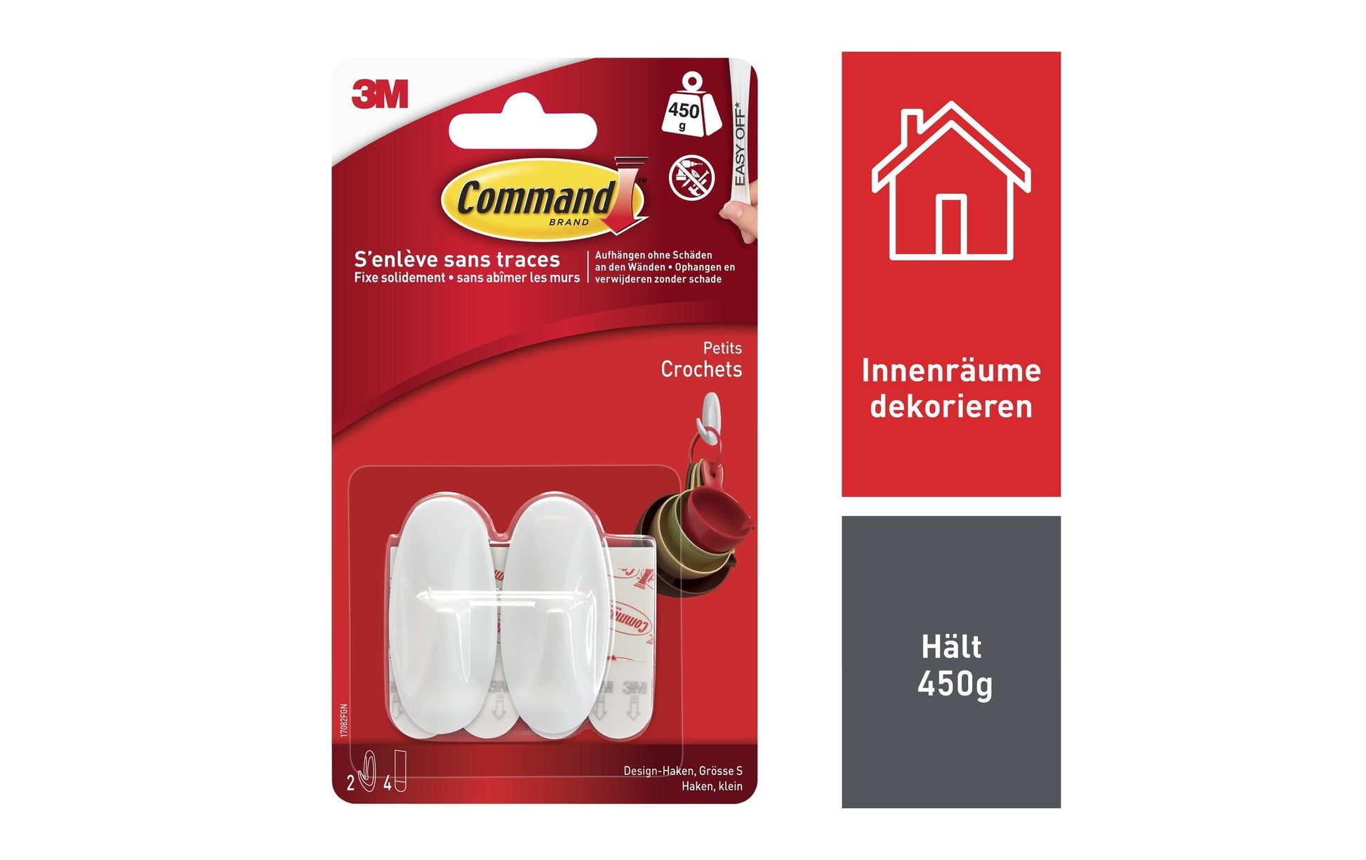 3M Designer Haken – Kunststoff – Weiss – Selbstklebend – 0,45 kg – 2 Stück