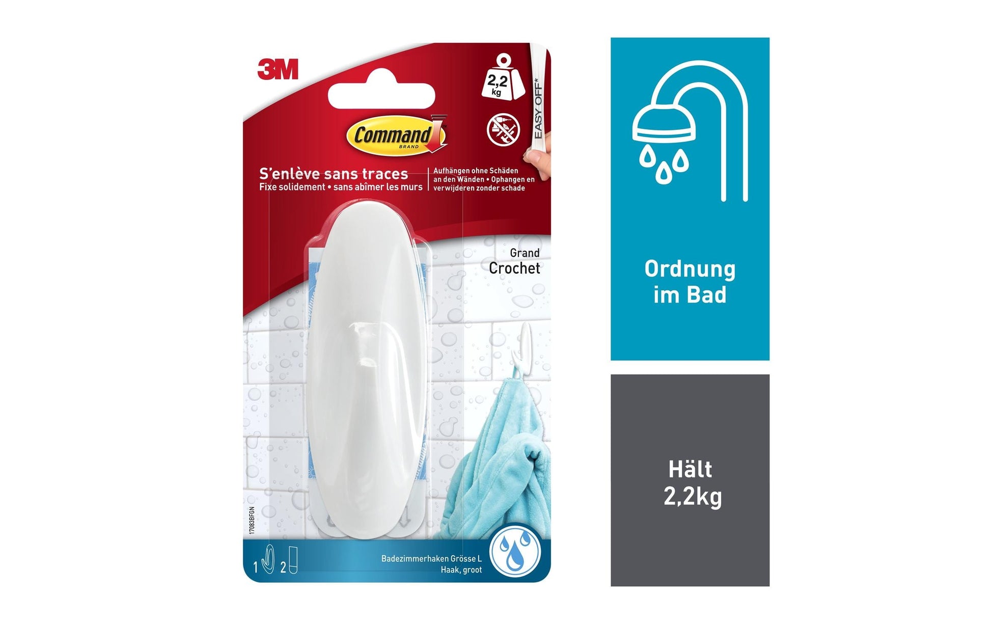3M Command Haken – Kunststoff – Weiss – 2,2 kg