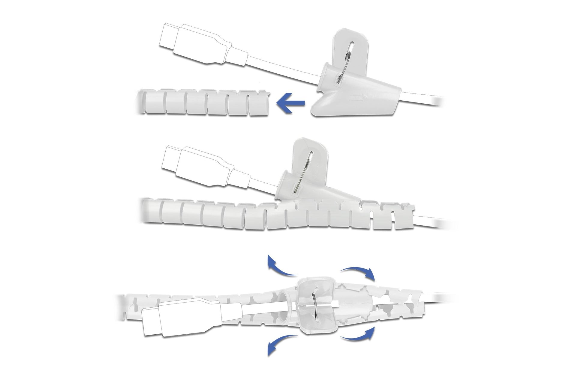 DeLOCK Kabelschlauch – Ø 20 mm – 2,5 m – Polyurethan – Weiss